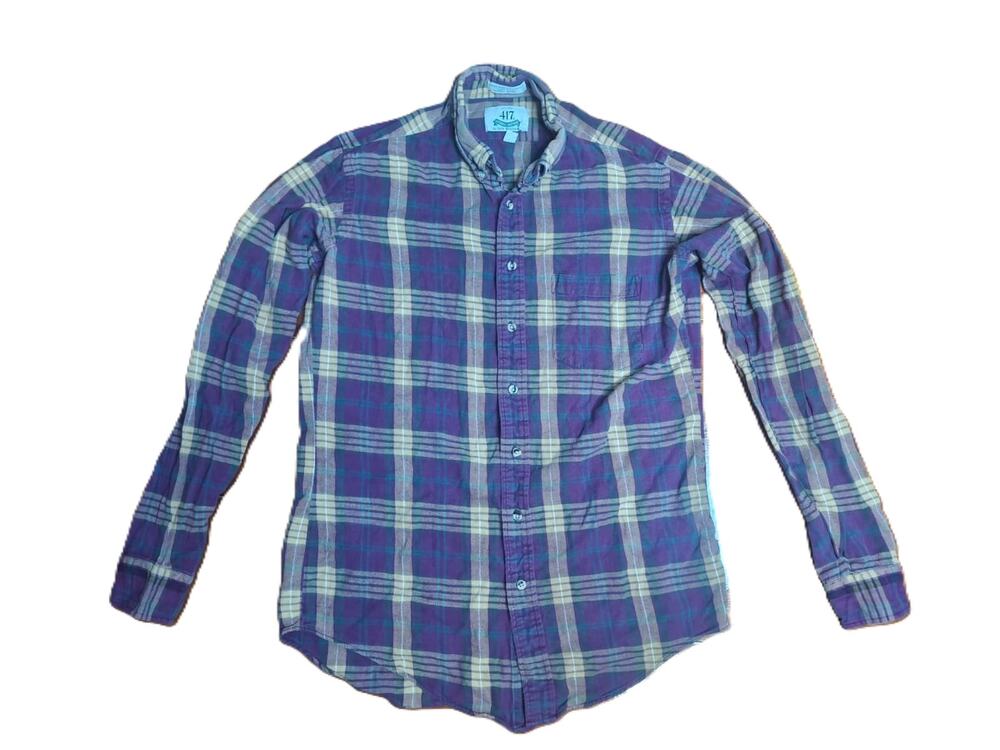 vintage 1990s 417 by Van Heusen Single Needle Long-Sleeve Plaid Shirt, Medium